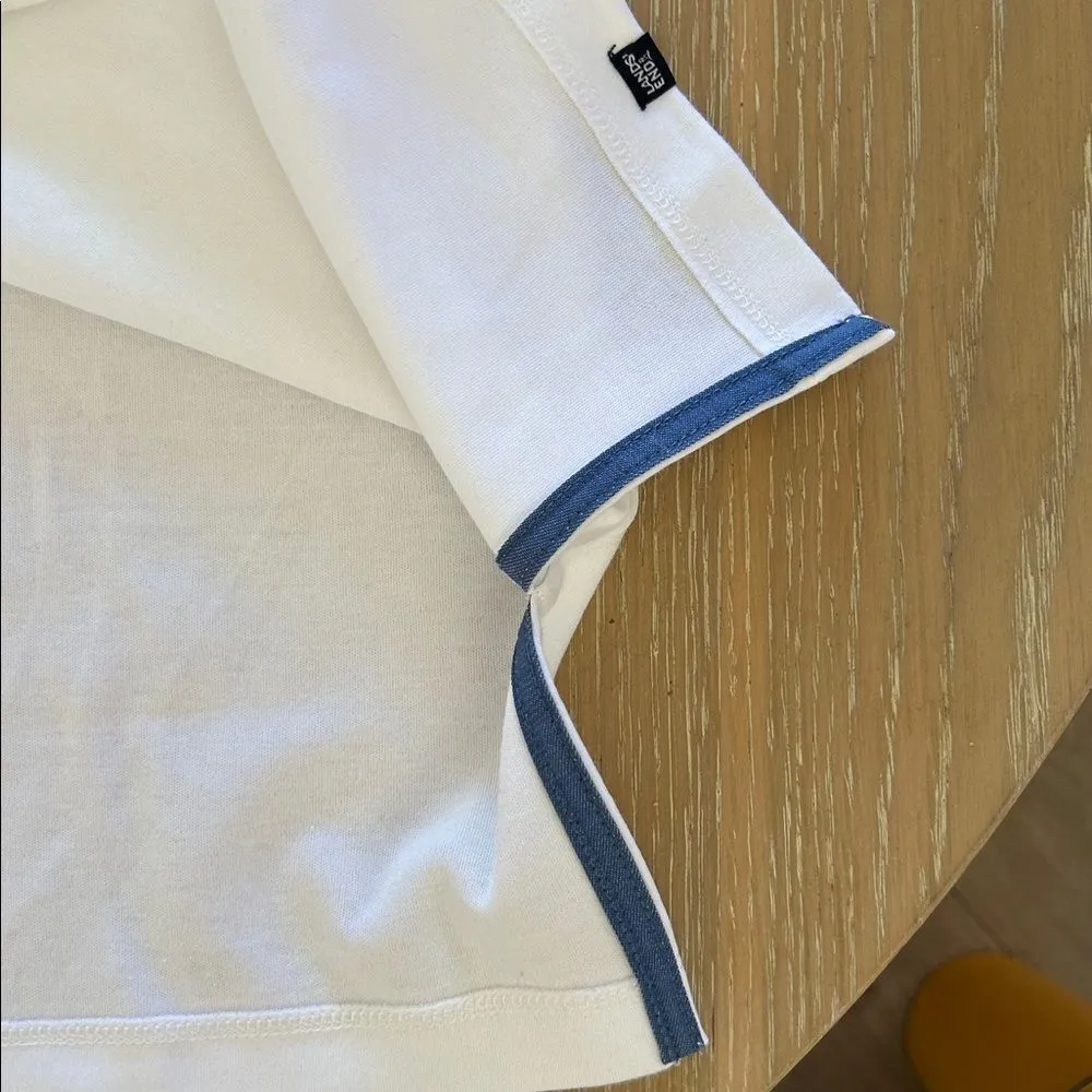 Lands' End 3/4 Sleeve Boat Neck Pima Cotton Tee, White, Size Medium, NWT - Image 6