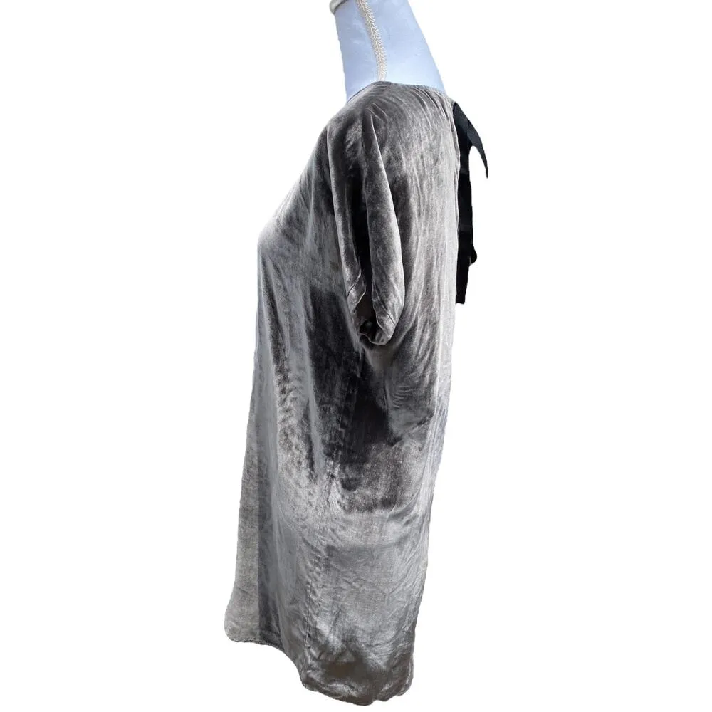 Madewell Velvet Bow Back Tee Dress Short Sleeve Gray Women's Size XXS - Image 8