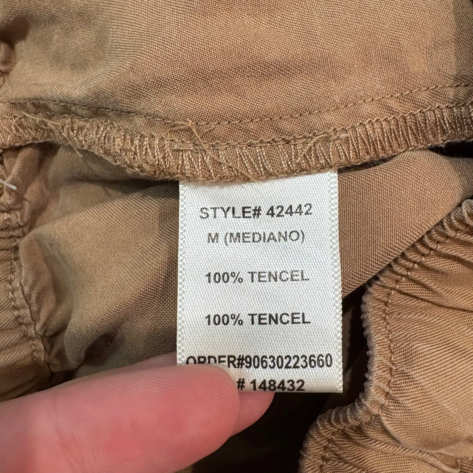 Becool Drawstring Waist Ankle Pants Lightweight Tencel Neutral Tan Size Medium - Image 6