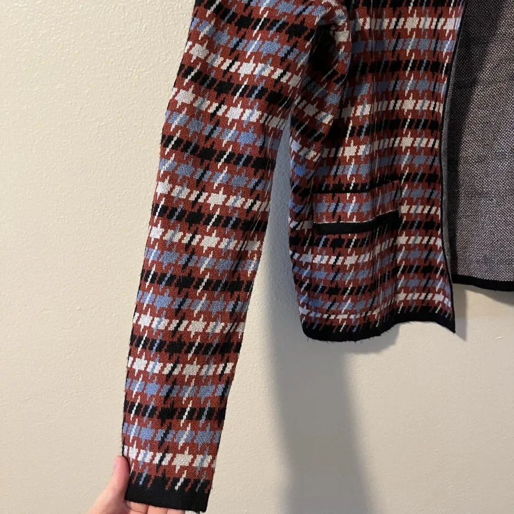 Tahari Blazer Cardigan Sweater Houndstooth Color Career Business Preppy Academia - Image 4