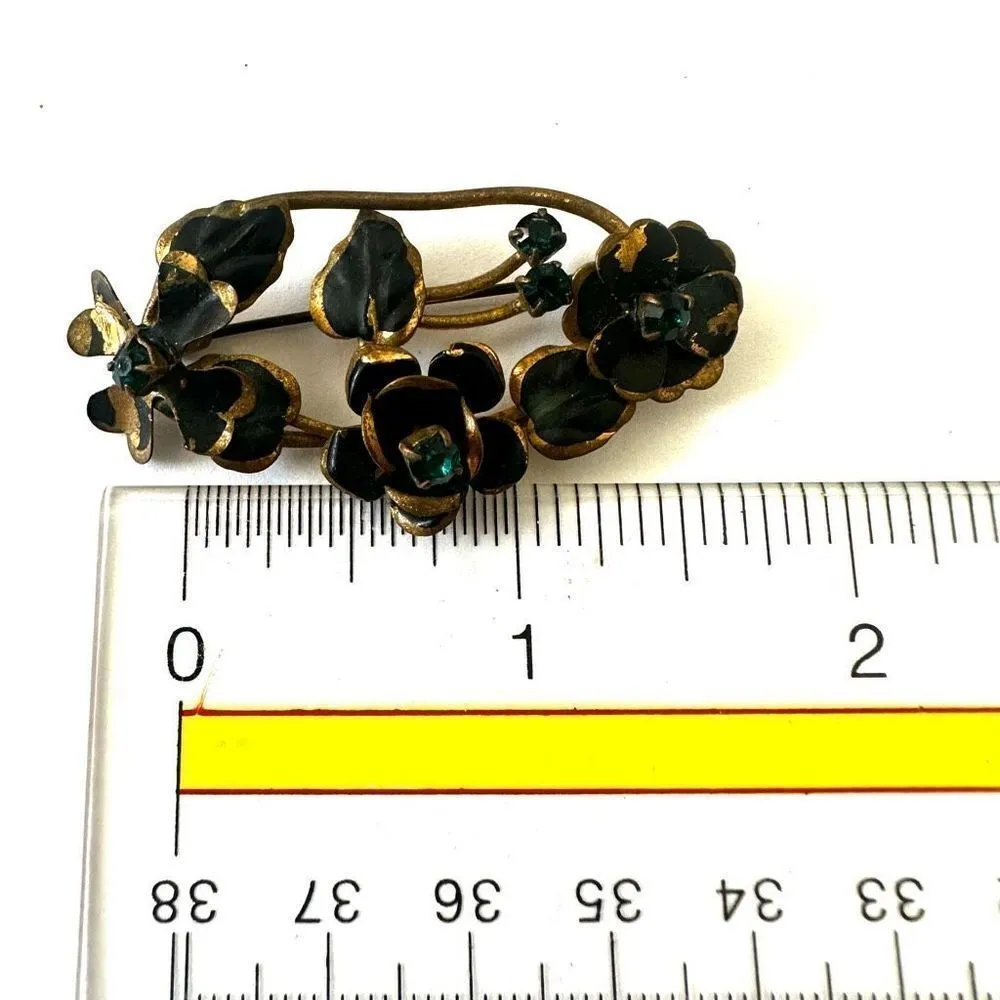 vintage Austrian floral enamel brooch - Image 4