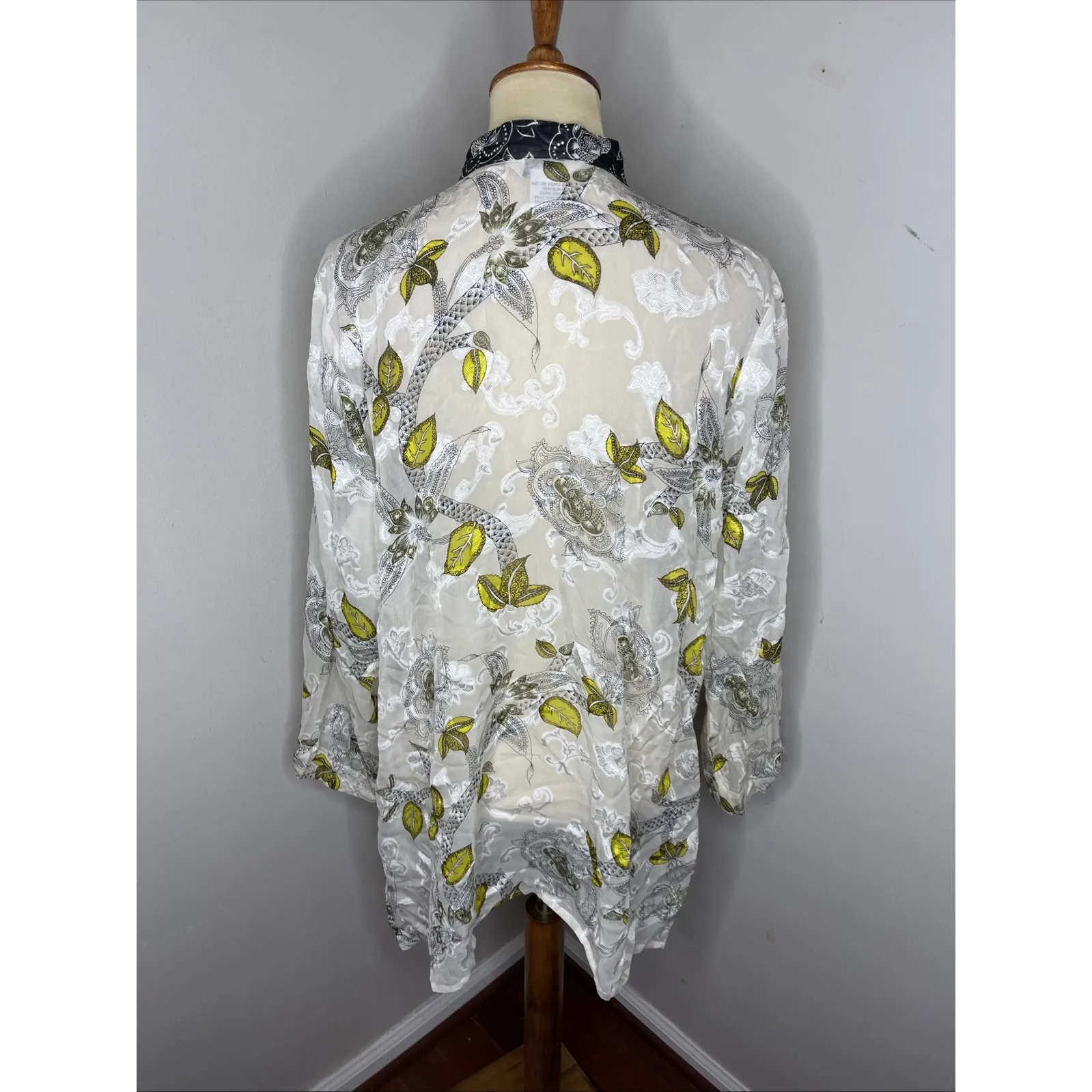 Plus Citron Santa Monica Silk Rayon Black White Tunic Blouse 1X - Image 3