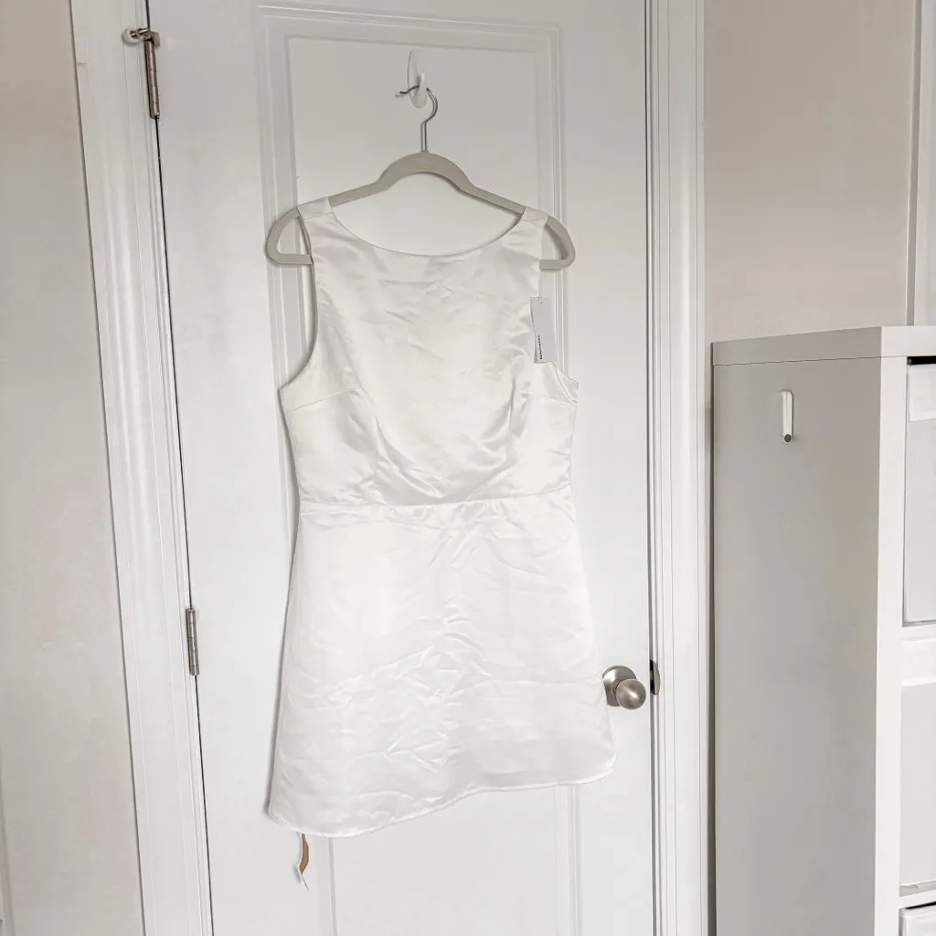 NEW Reformation Zenni Satin Bridal Mini Dress Ivory - Image 3