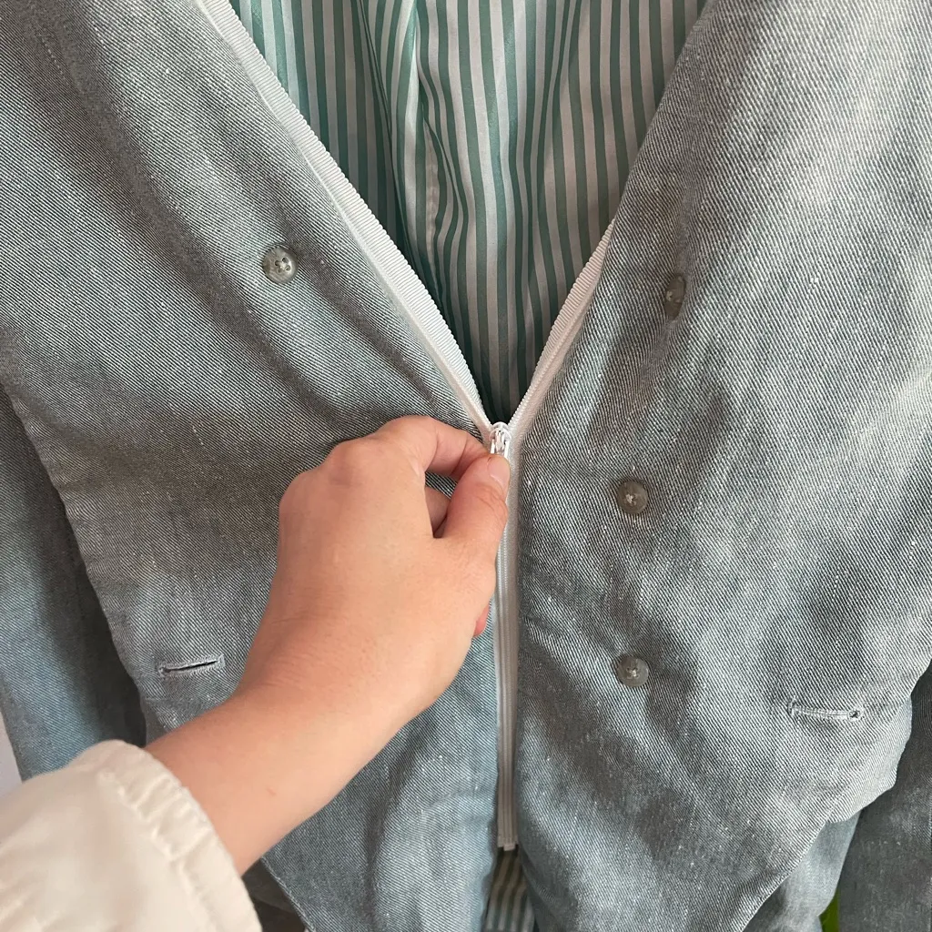 Veronica Beard Seaglass Miller Dickey Jacket Linen oversized fit Sz 0 - Image 3