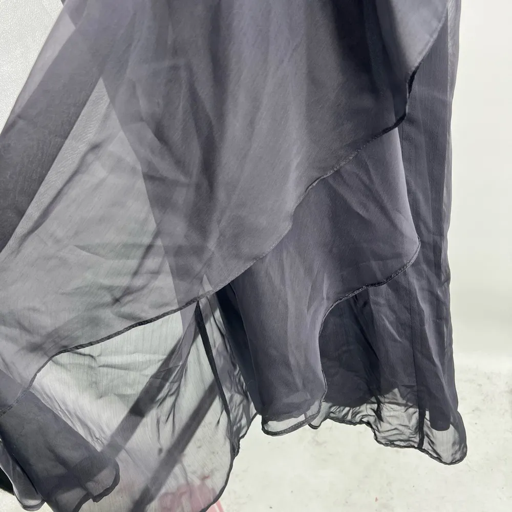 Adrianna Papell 10 gray evening gown formal pintuck ruffle flowy event party - Image 8