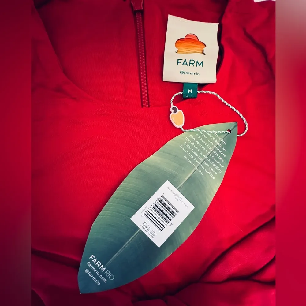 FARM Rio Long Sleeve Midi Dress. Color: Red. Size:M - Image 6