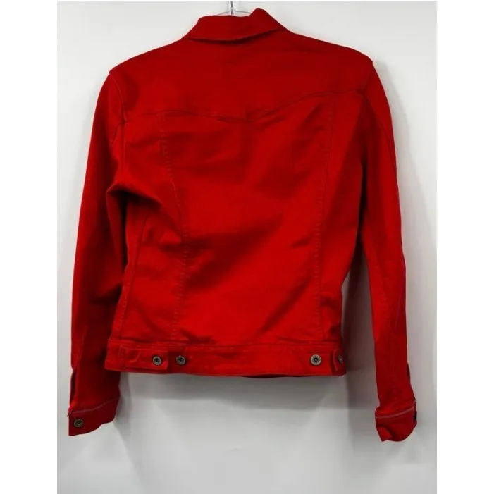 Levi's Red Denim Jacket Trucker Style Classic Button Up Womens S - Image 6