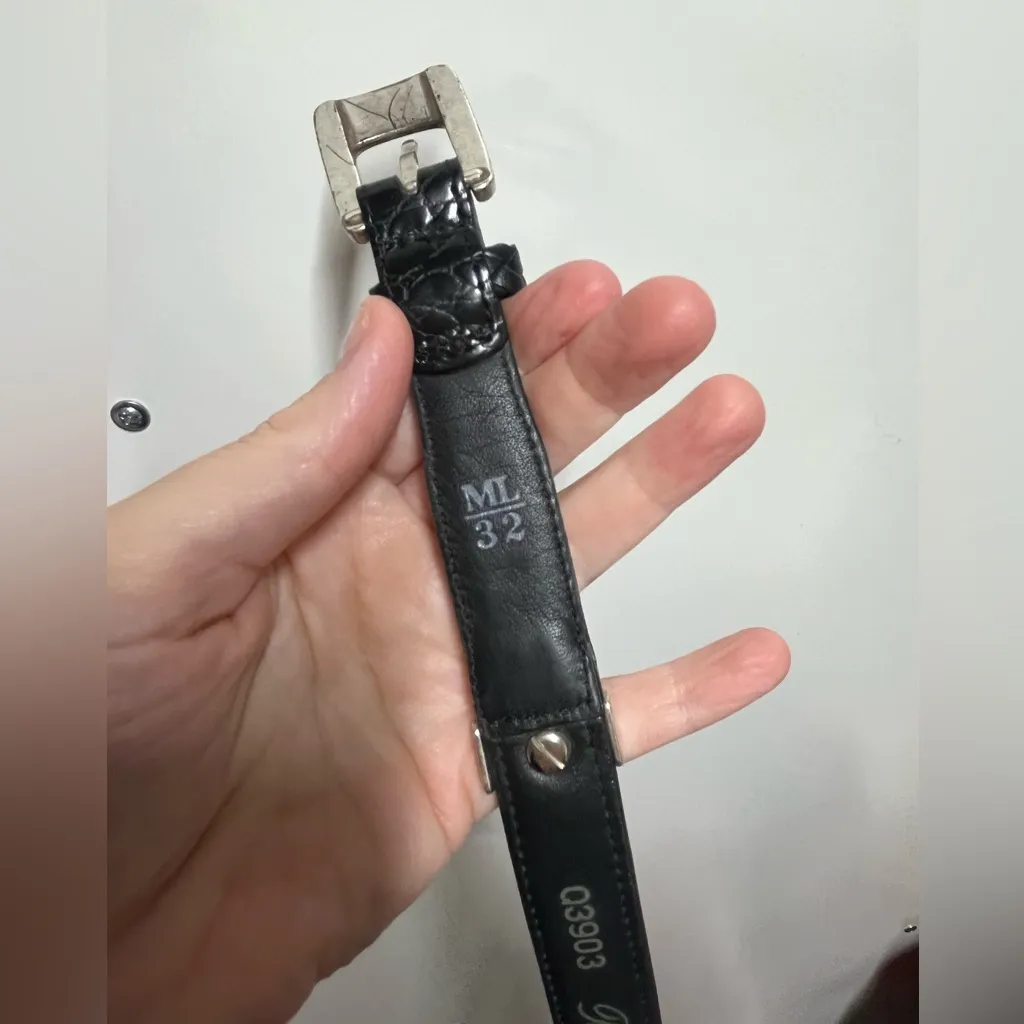 BRIGHTON LEATHER ANIMAL PRINT COW HAIR SILVER BUCKLE BELT SIZE 32 - Image 3