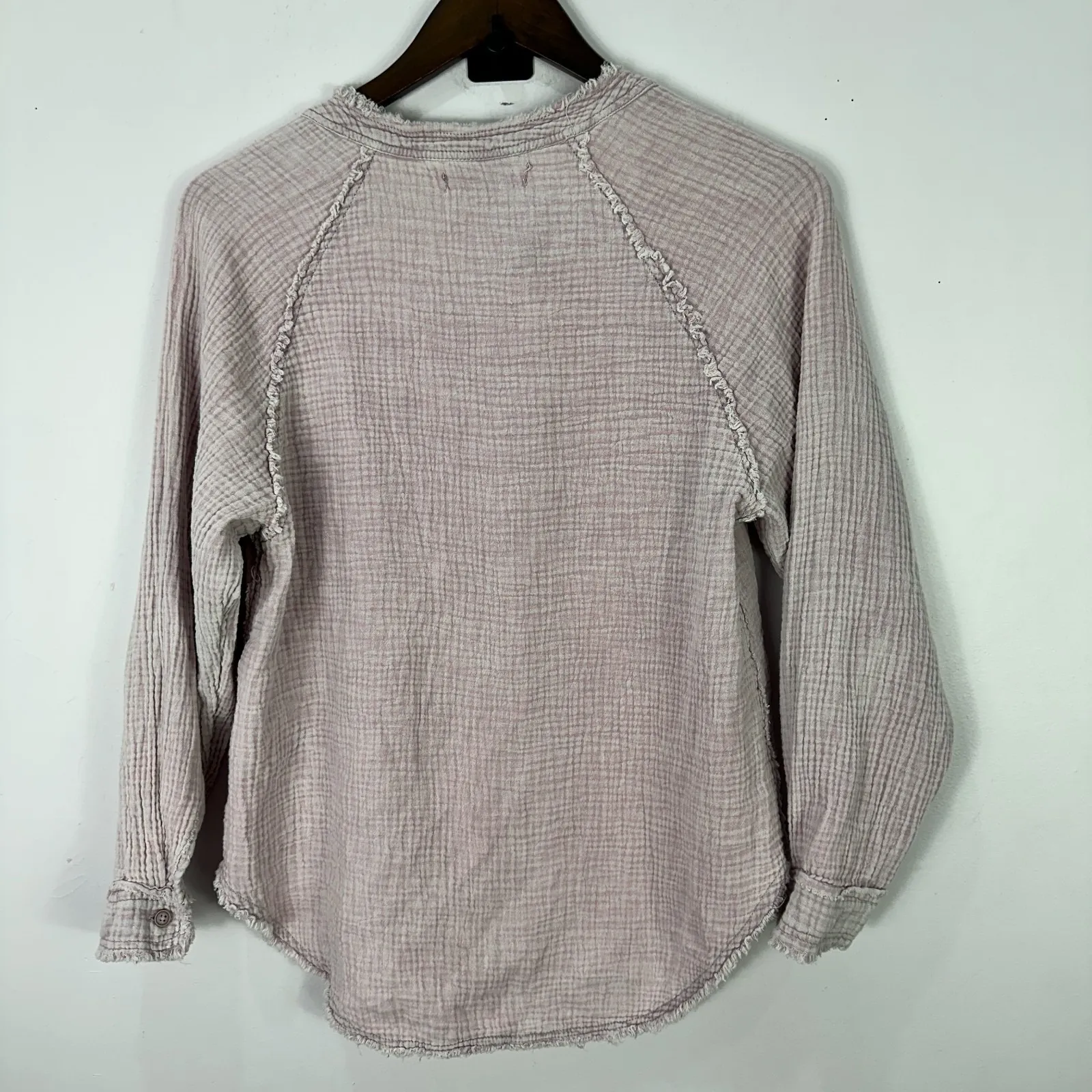 Zara Cotton Gauze Shirt 13-14 Pink Button Down Blouse Cottagecore Boho Casual - Image 2