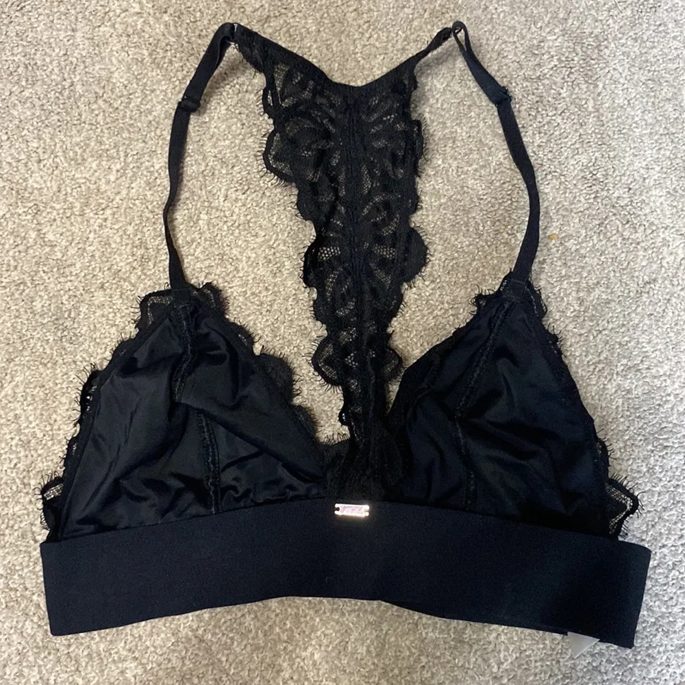 VS PINK Black Lace Unlined Triangle Bralette Size S - Image 2