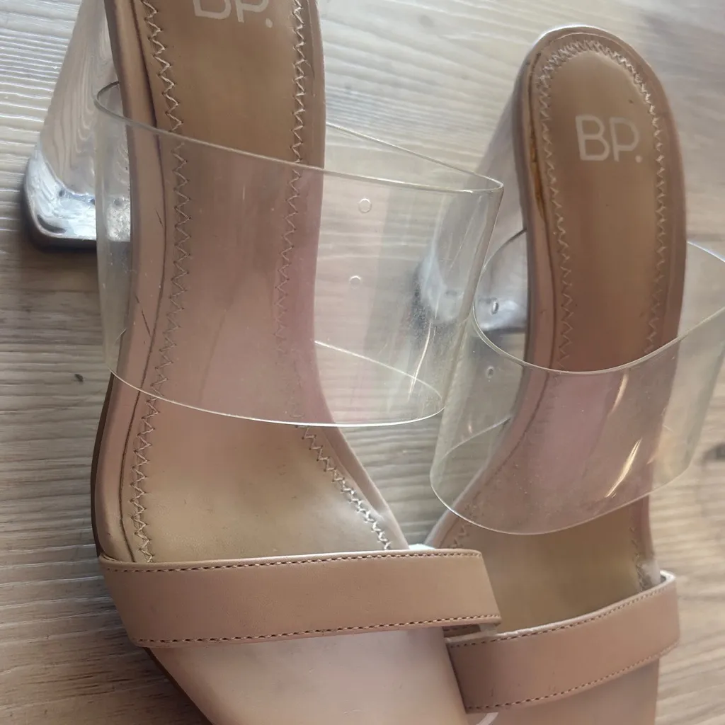 BP  Women's Tan Clear Strap Mules - Image 5
