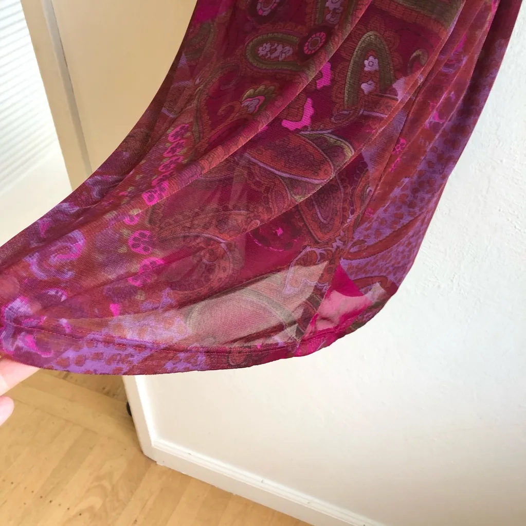 Vintage NWt Forever 21 Y2K 2000s magenta Paisley Print Sleeveless Dress Fairy - Image 3