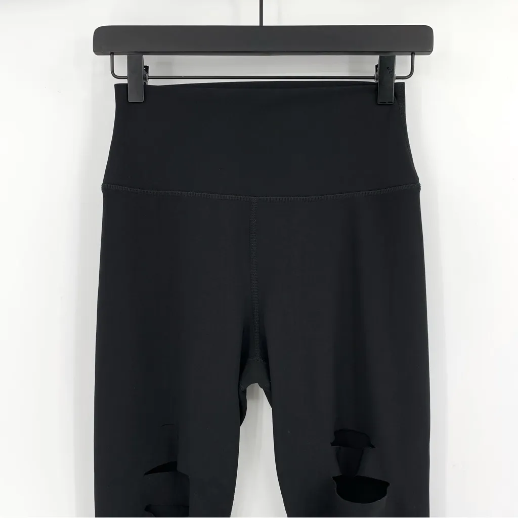 ALO YOGA 7/8 High-Waist Ripped Warrior Black S - Image 2