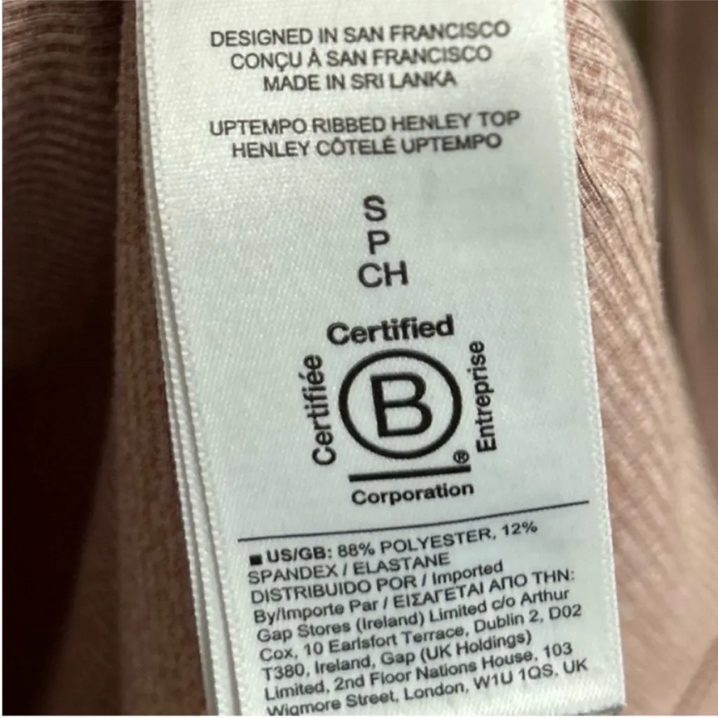 Women’s Athleta Uptempo Pink Mauve Ribbed Henley Long Sleeve Top Size Small - Image 11