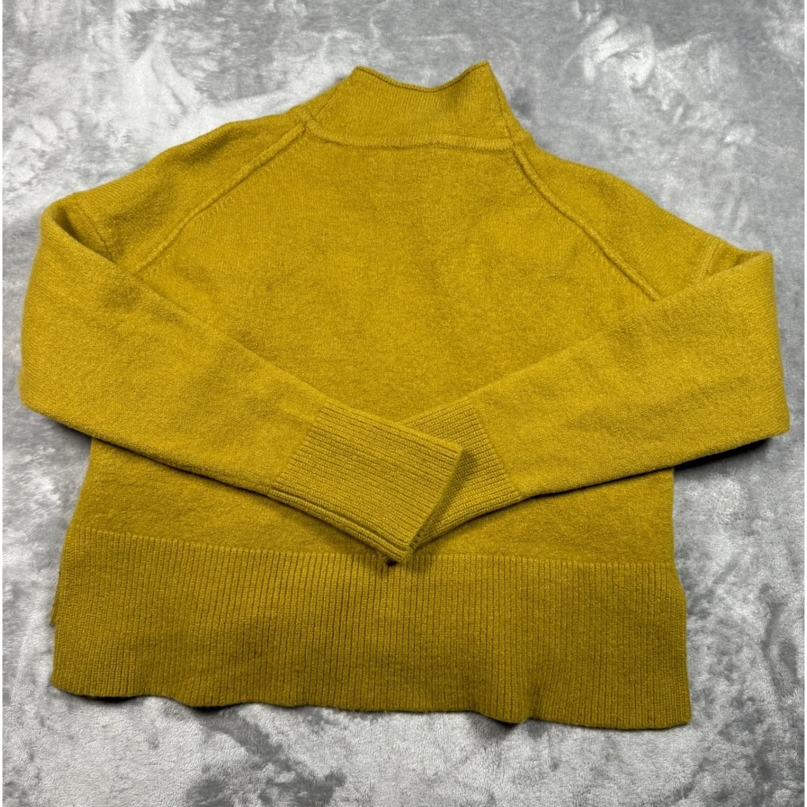 AllSaints Orsa Merino Wool Mock Neck Sweater Mustard Yellow Womens Medium - Image 8