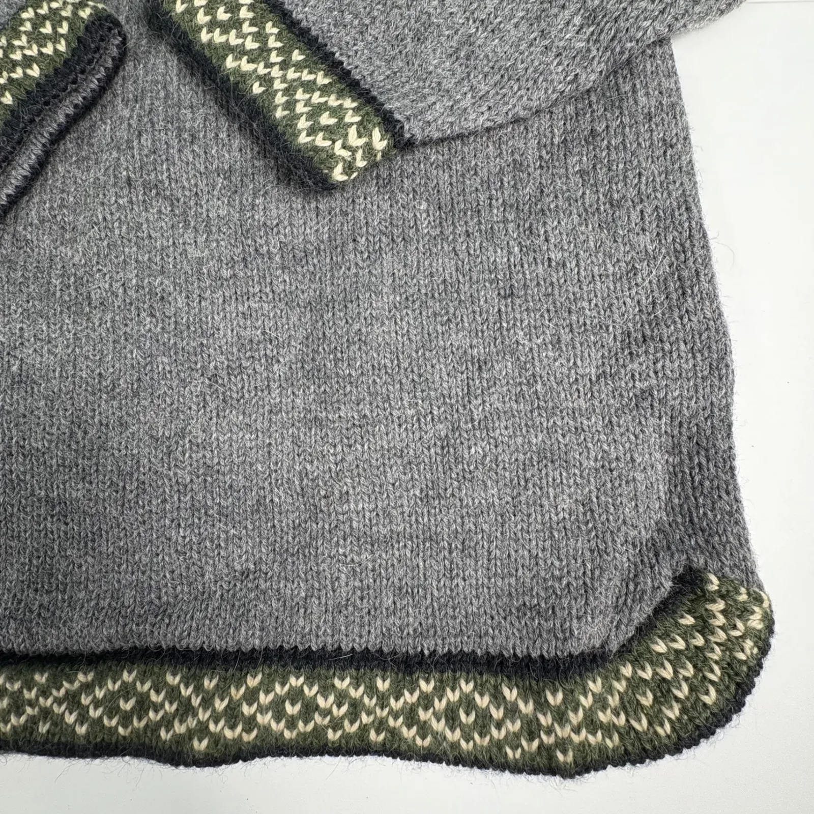 Rey Wear 100% Merino Wool Sweater Women's L Grey Nordic Fair Isle Knit Pullover Gray Size L - Image 2