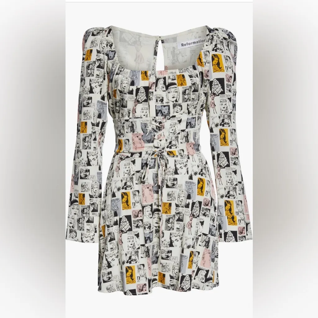 Reformation Daisy Comic Long Sleeve Dress - Image 3