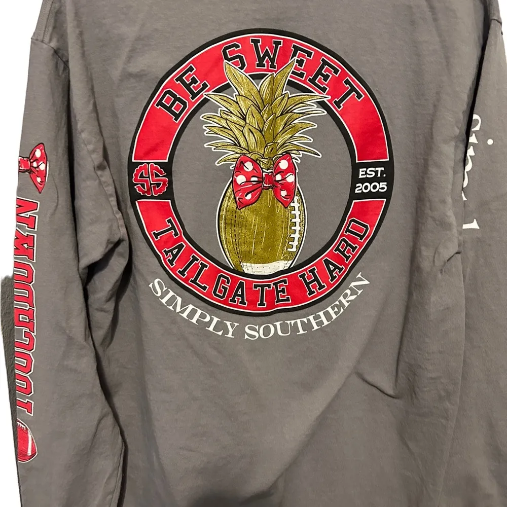 Simply southern Be Sweet Tailgate Hard Gray Long Sleeve Shirt Size Large - Image 6