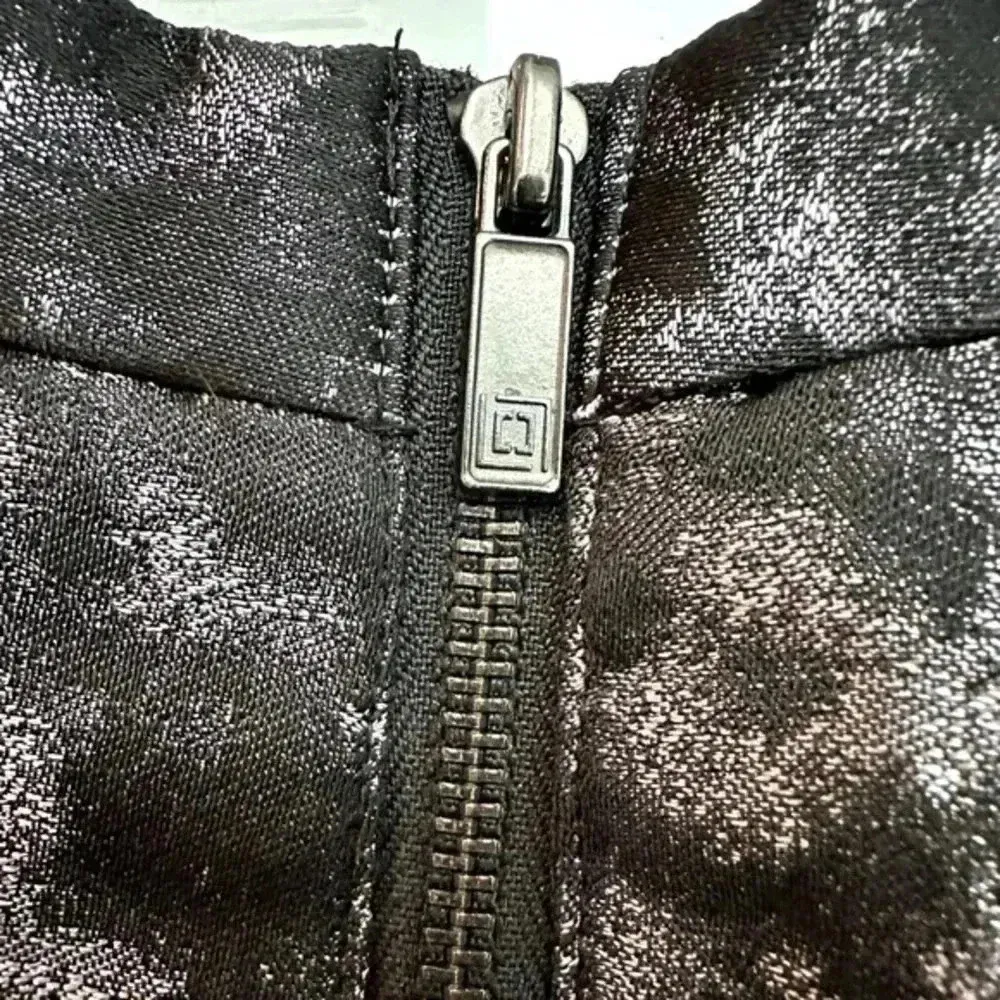 Liz Claiborne Shimmer Metallic Black Purple Leopard Print Pencil Skirt Size 6 S - Image 4