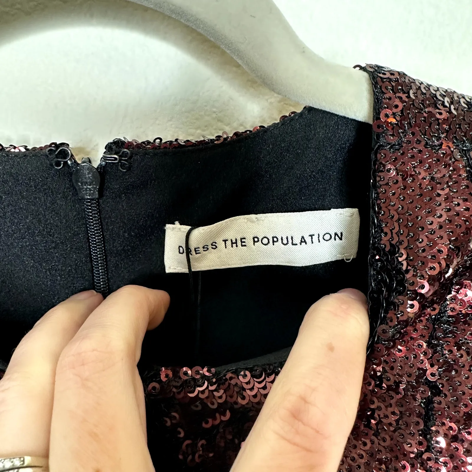 Dress the Population DTP NWT Siena in Port Brown Sequin Formal Midi Dress Gown - Image 6