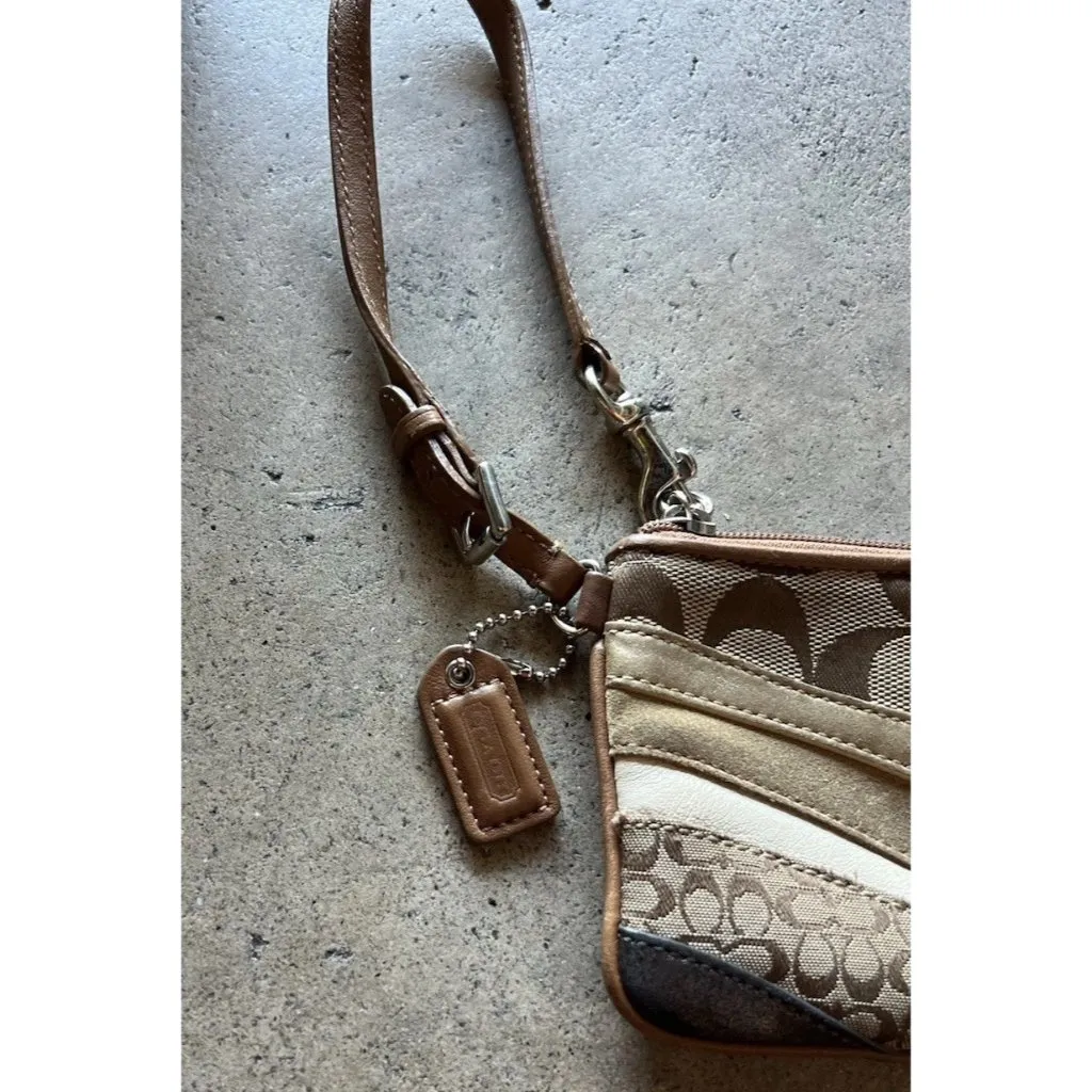 Coach Y2K Demi Striped Leather, Suede and Canvas Signature C Wristlet Small Bag - Image 15