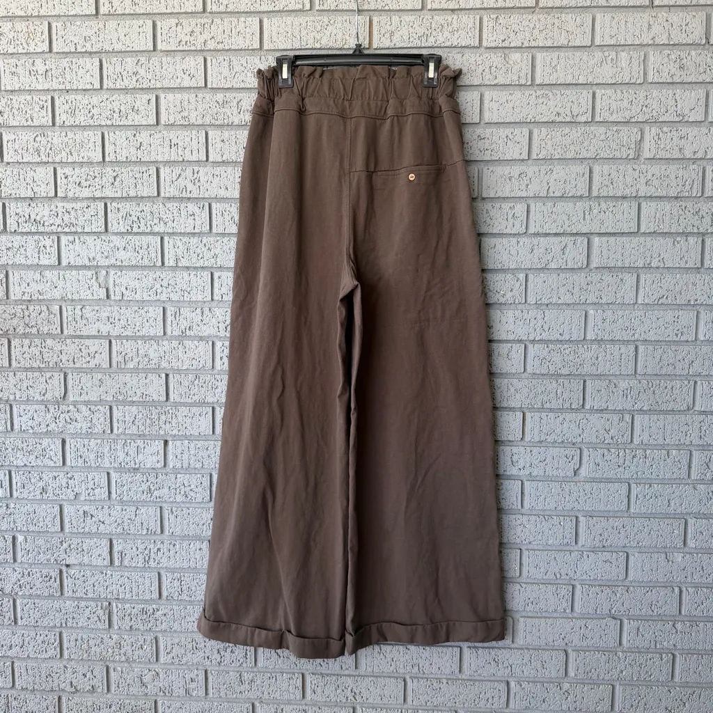 Free People Palma Pants in Pewter Green Wide Leg Trousers Size Small - Image 5