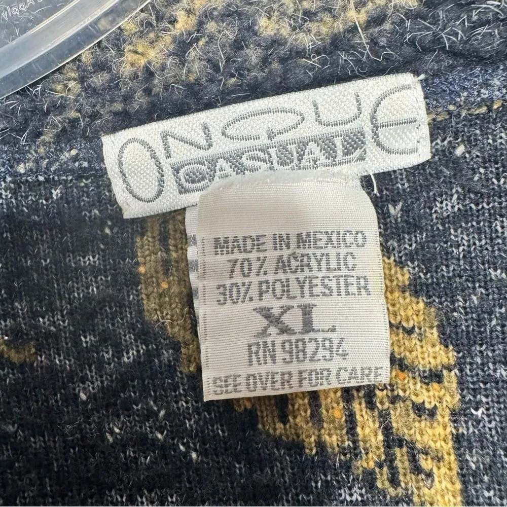 Vintage Onque Casual Navy and Yellow Jacket size XL Blue - Image 4