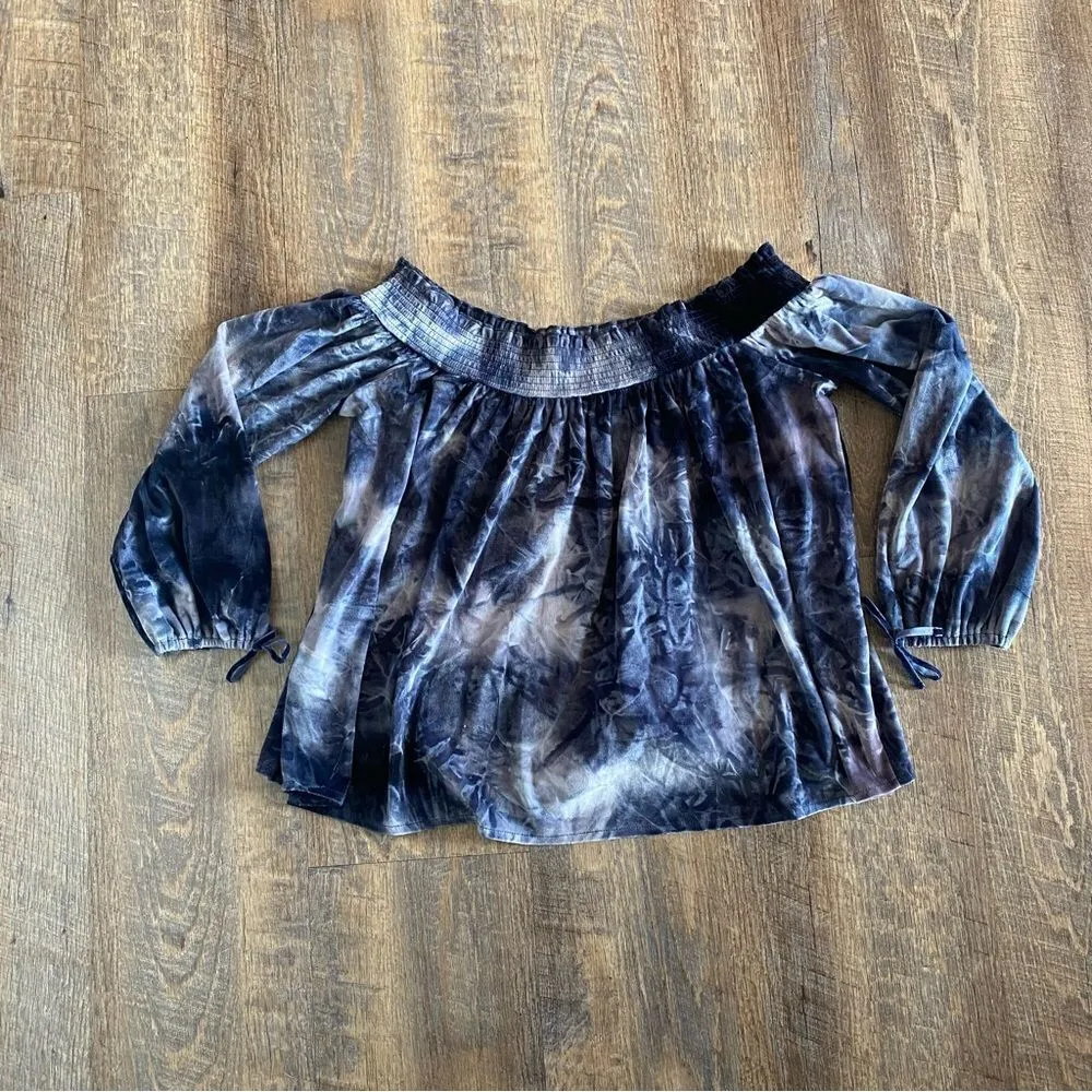 American Eagle Velvet Off Shoulder Top Tie Dye Small NEW - Image 4