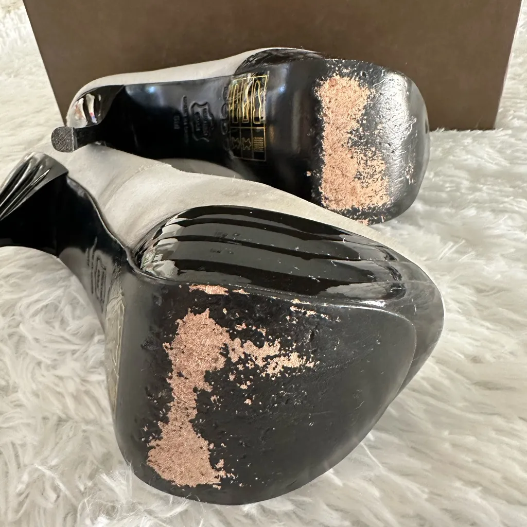 Bebe‎ Riley Pearl Silver stiletto heels shoes sz 5 - Image 6