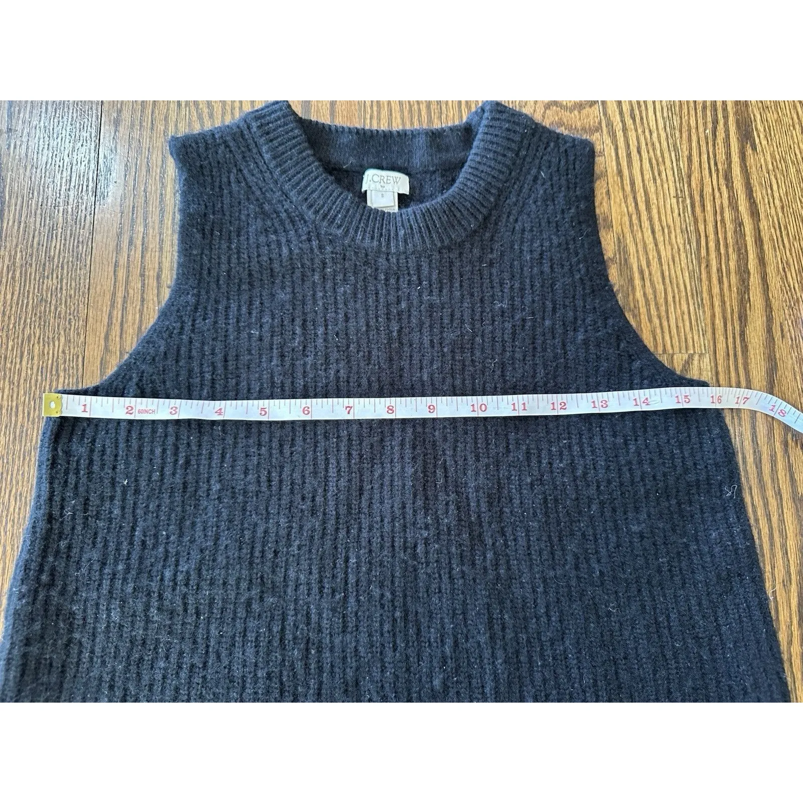 J Crew Womens‎ Merino Wool Cotton Blend Knit Sweater Vest Size Small Black Tank - Image 3