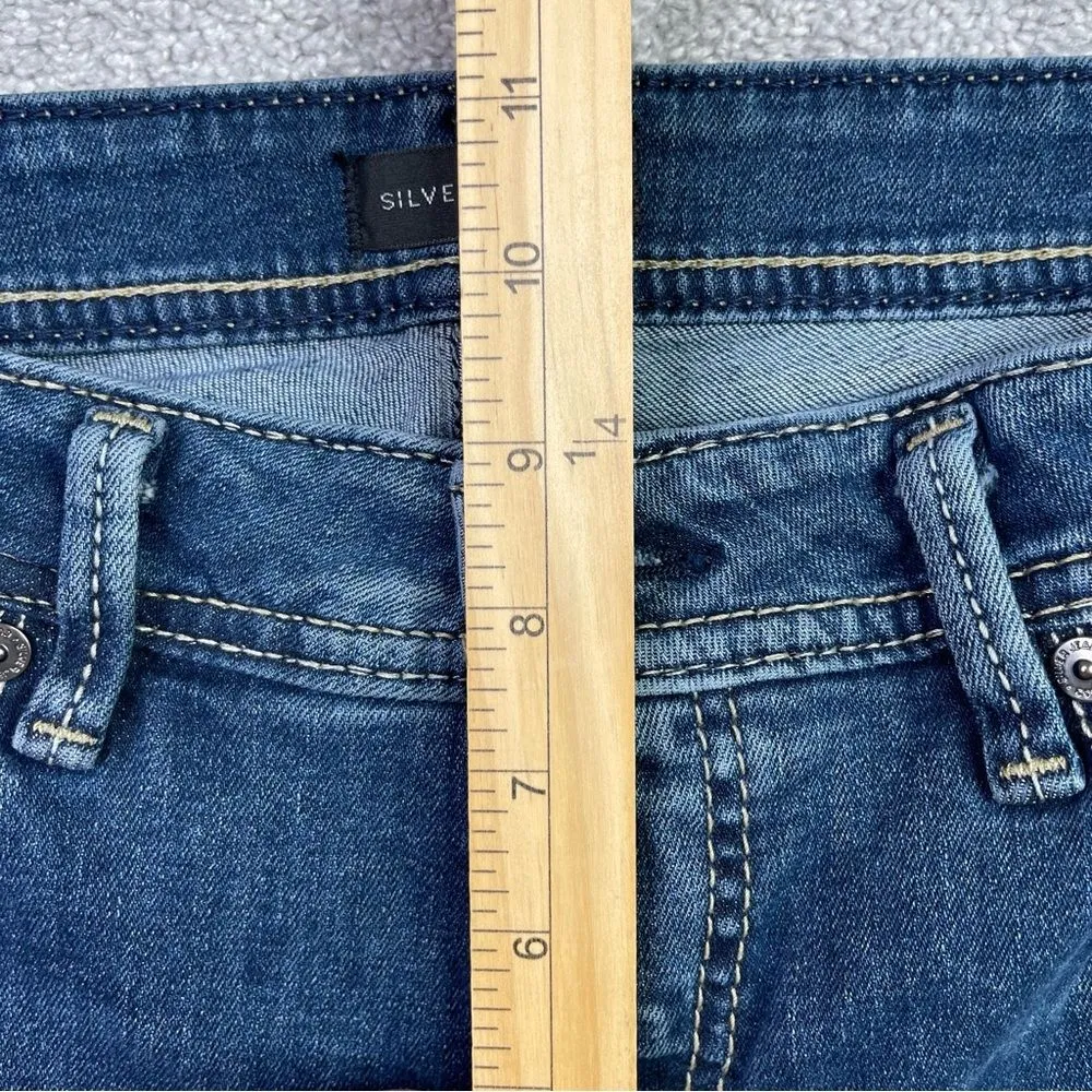 Silver Jeans Women’s 30X32 Blue Elyse Slim Boot Mid-Rise Dark Denim Stretch - Image 10