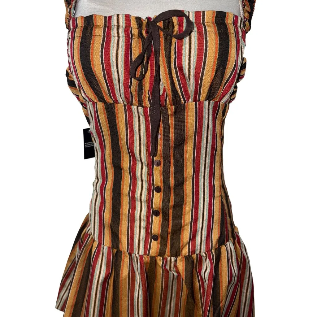 LIONESS Heart Shaped Mini Dress in Vintage Stripe Medium New Womens - Image 6
