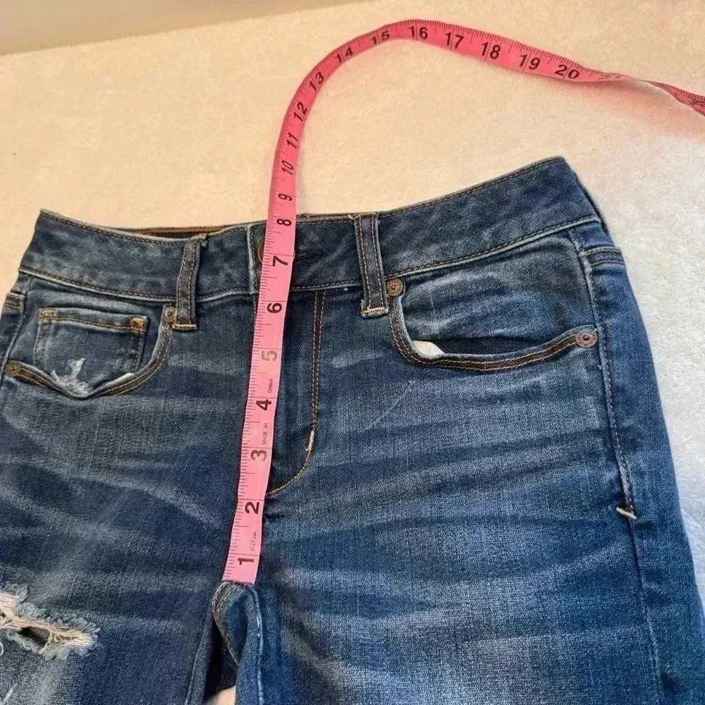 AEO American Eagle Distressed Super Stretch X Skinny Women‎ Jeans Size 0 Regular - Image 10
