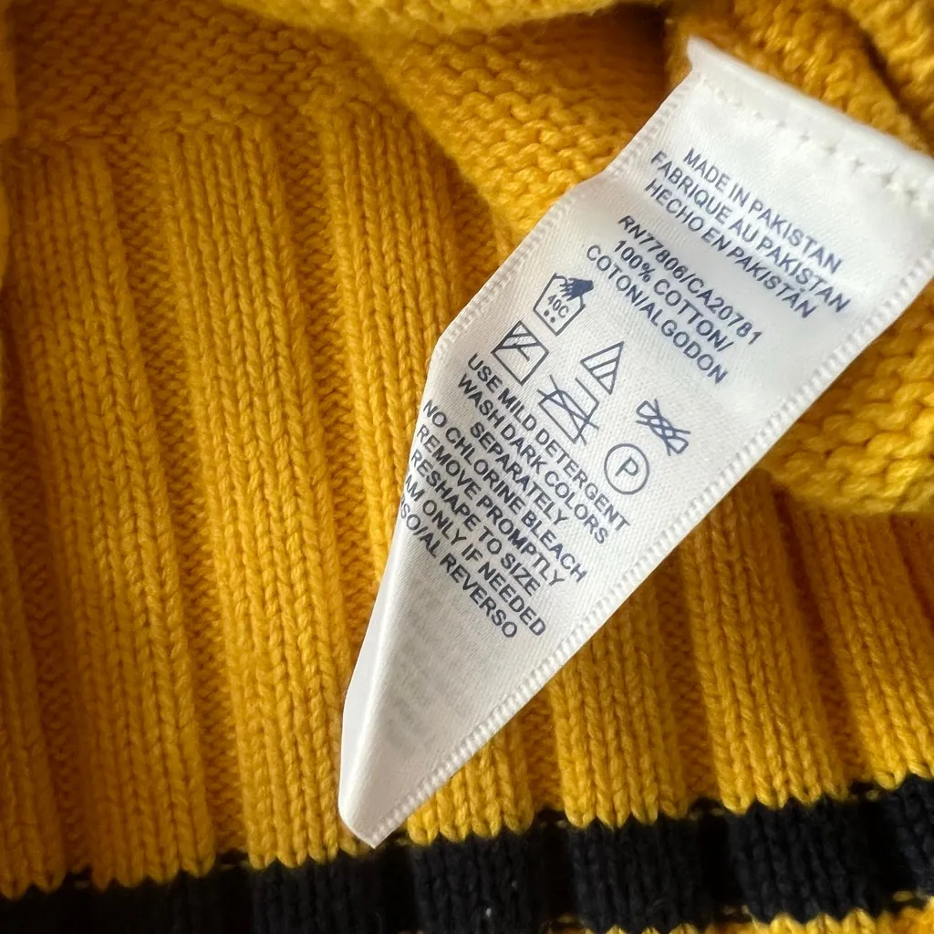 Women's y2k Tommy Jeans logo Yellow Knit Turtleneck Sweater L Size L - Image 7