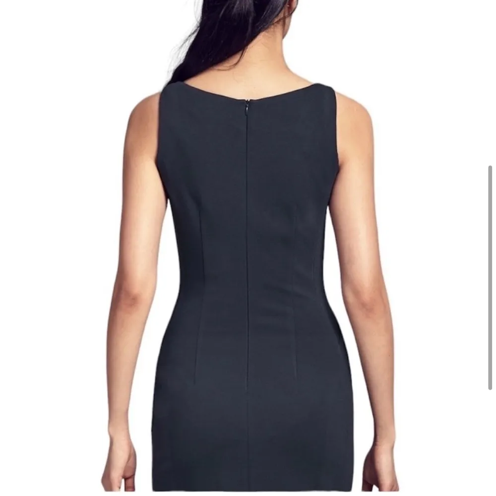 MM Lafleur Sheath Dress Lydia Ponte Knit Twist Shoulder Grey 2 - Image 3