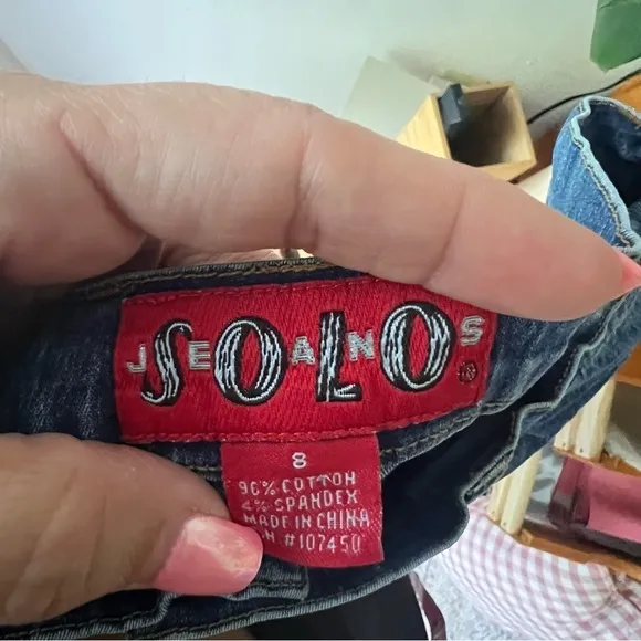 Vintage‎ 90s Y2K SOLO JEANS wide leg corset tie side SIZE 8 embroidered western Blue - Image 8