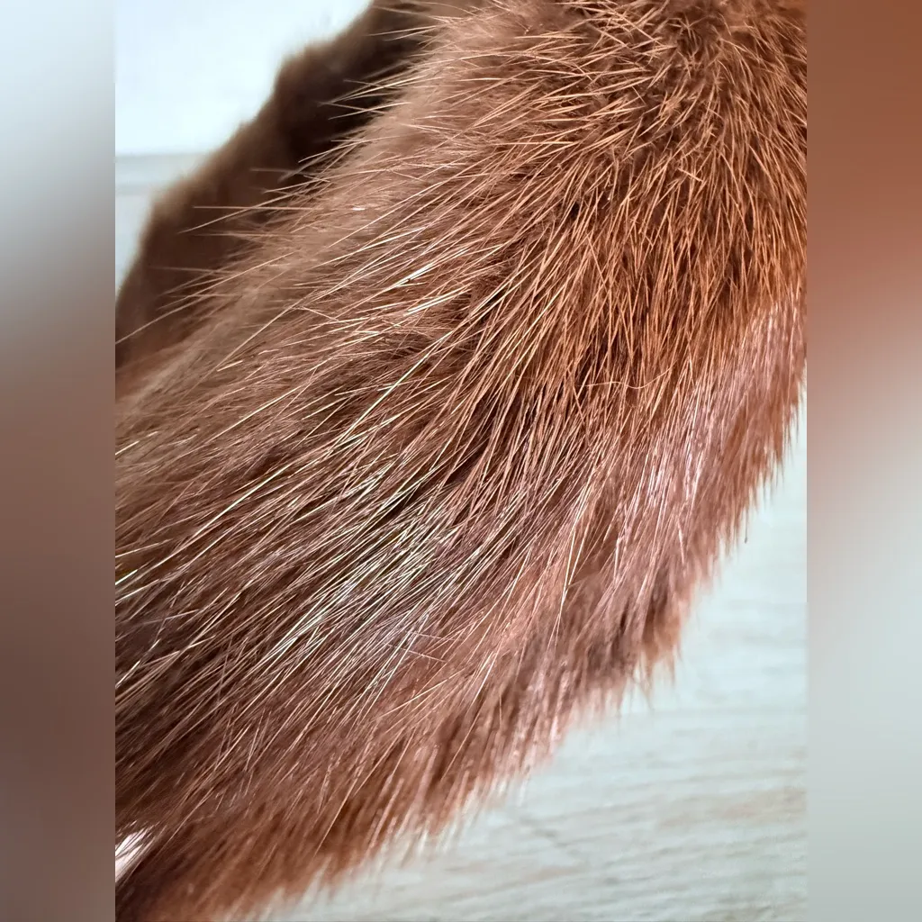 Vintage 1950s Genuine Mink Fur Headband Mid Century Glamour Hair Accessory Brown - Image 2