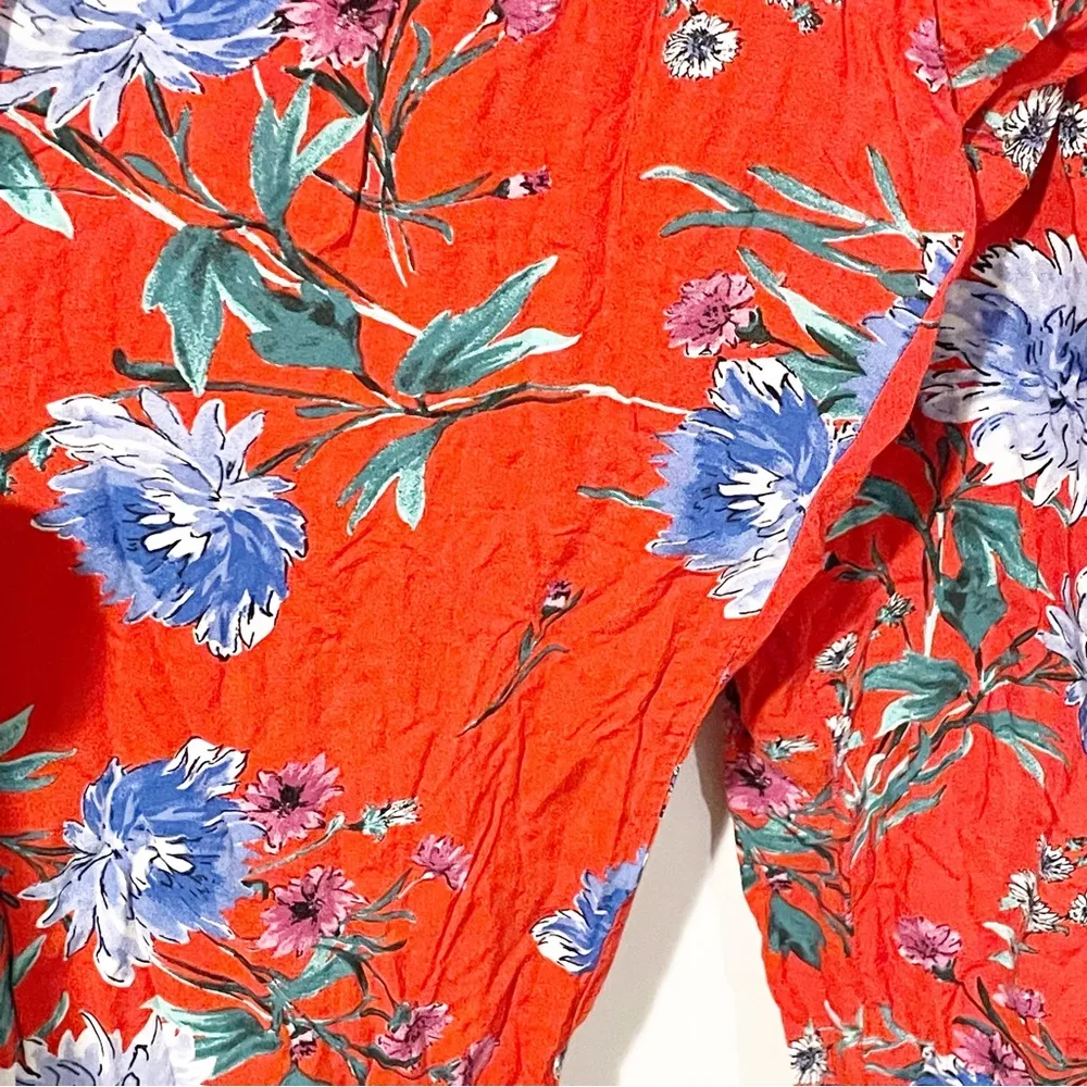 Band of Gypsies Size XL Red Floral Sleeveless Smocked Jumper One Piece Romper - Image 3