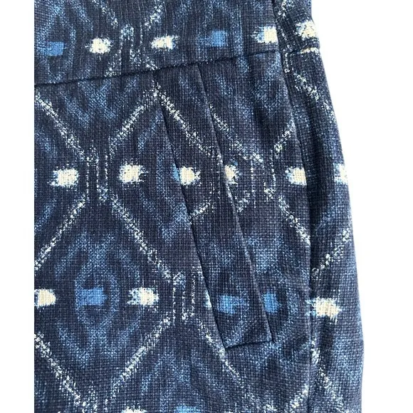 J.Crew Women 2 Navy Blue Batik Basketweave Ikat Print Chino Shorts Summer Casual - Image 2