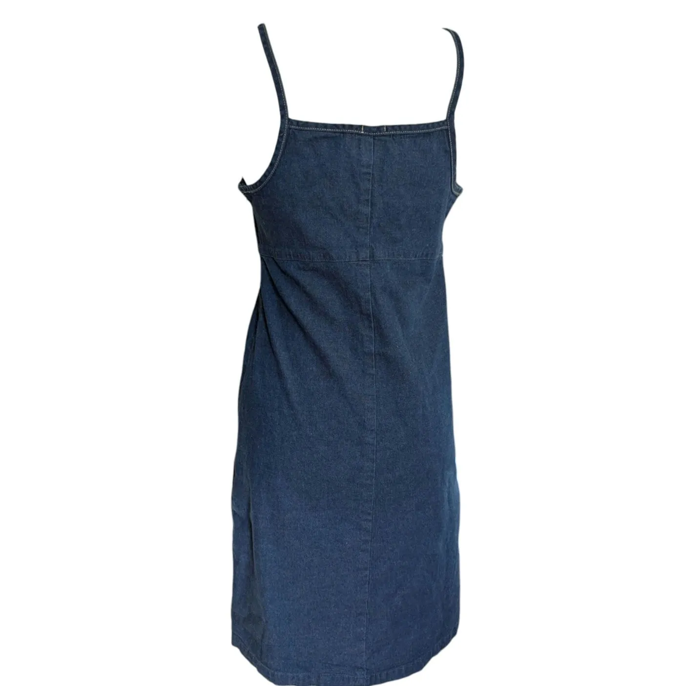 Vintage 90s Y2K Calvin Klein Navy Denim Slip Dress Size 6 - Image 2