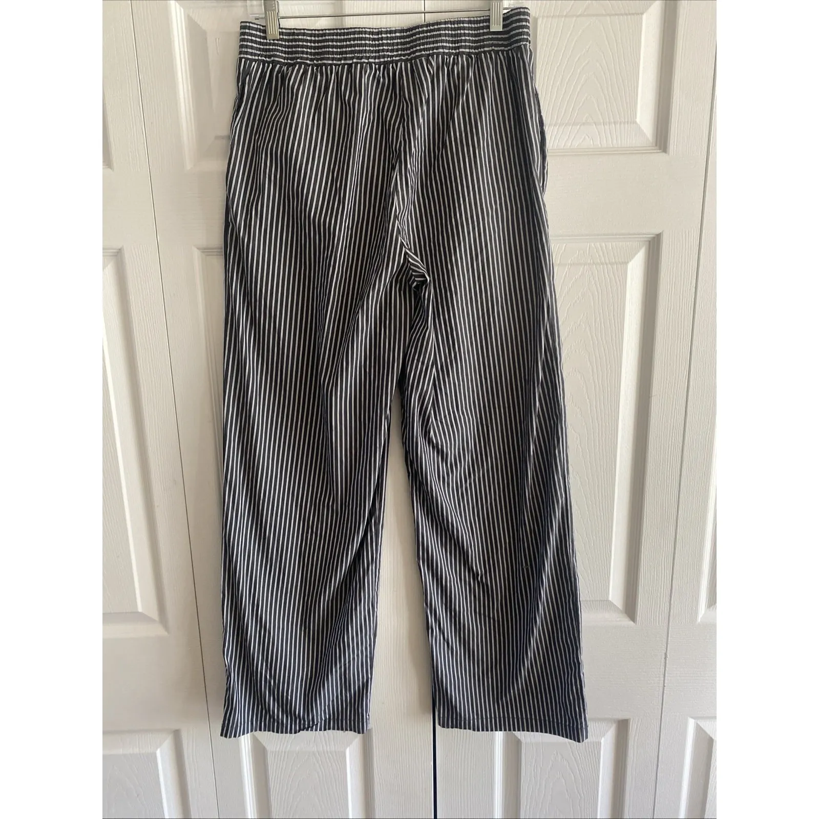 Lioness Womens Small Gray Striped Smocked Waist Pants Wide Leg Boxer Waist - Image 5