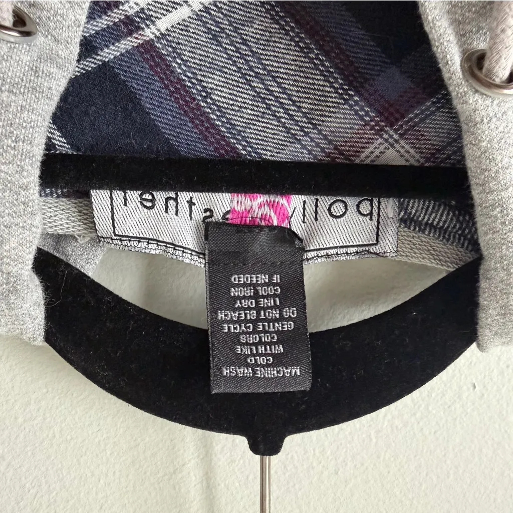Polly & Esther Plaid Hooded Flannel Shirt in Blue and Gray Size L Juniors - Image 7