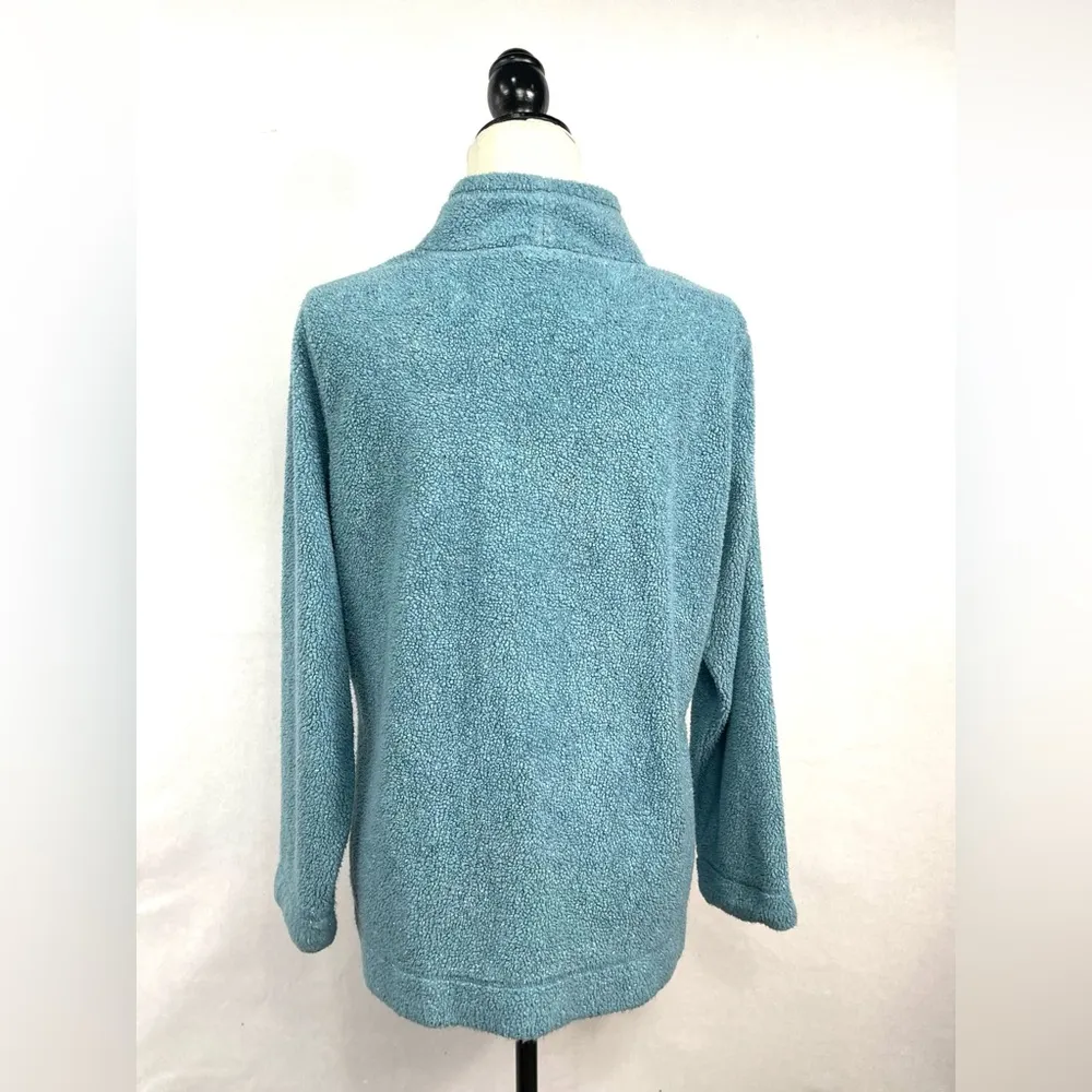L.L. Bean Blue Pile Fleece Mock Neck Long Sleeve Sweater Sweatshirt Size M - Image 4