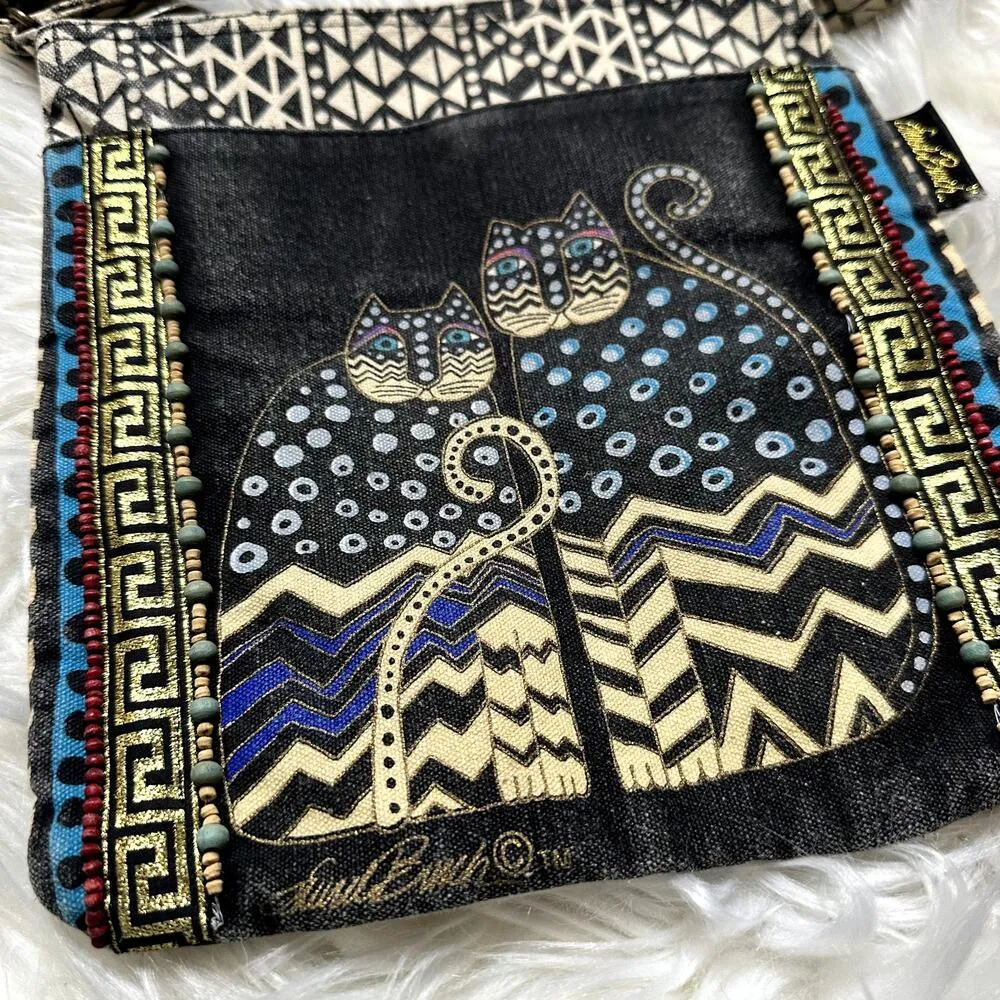 Laurel Burch Spotted Cats Crossbody Black - Image 2