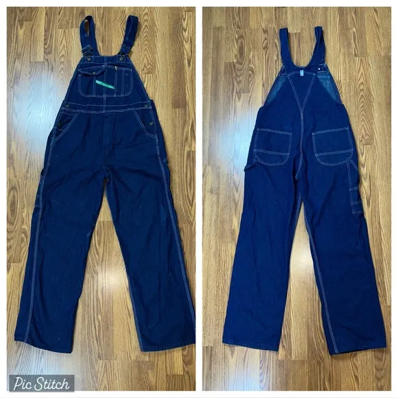 Funky Vintage KEY Imperial Denim Overalls! Blue Size 34 - Image 2