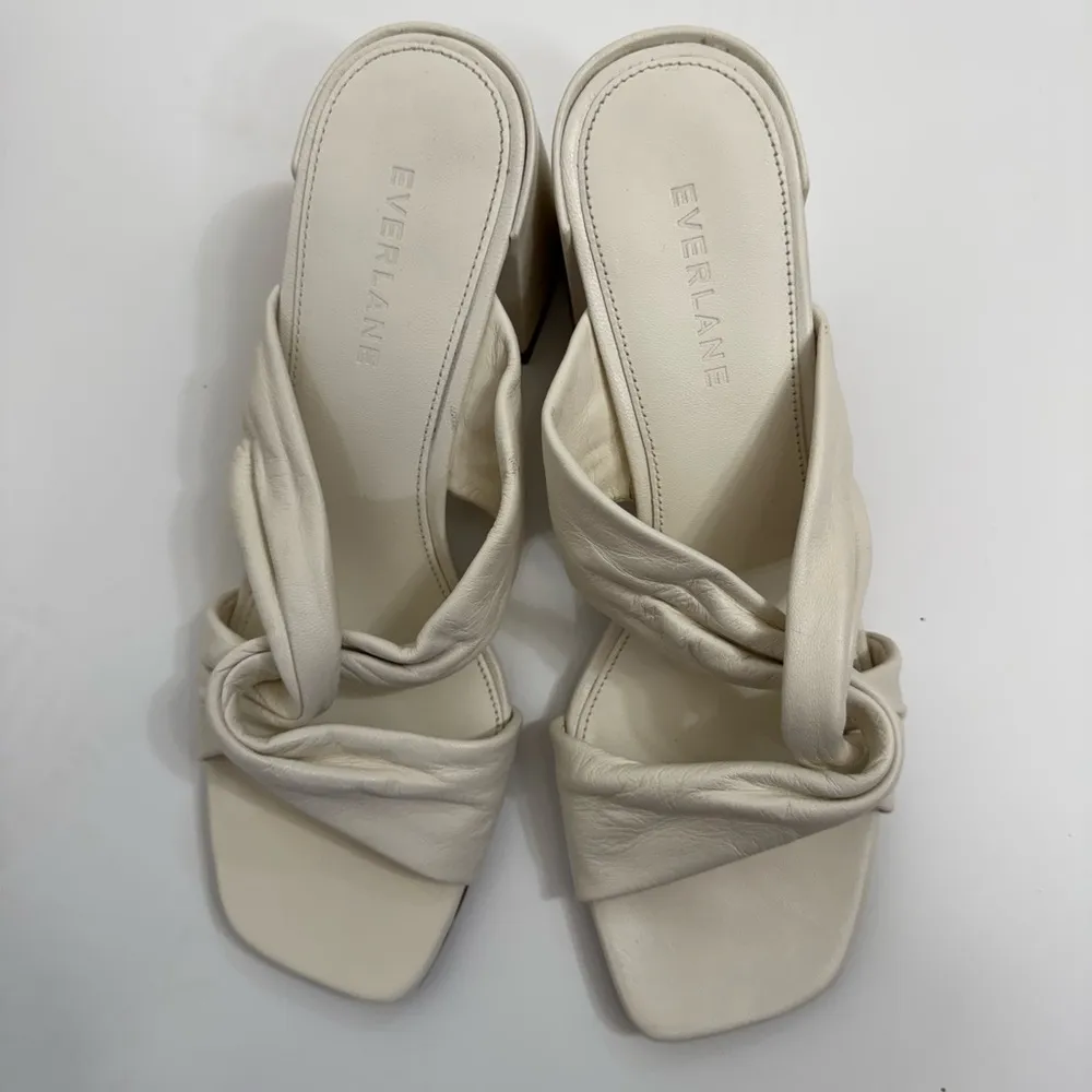 Everlane The Day Twist Heel Slip On Sandal Nappa Leather Cream Size 7.5 - Image 5