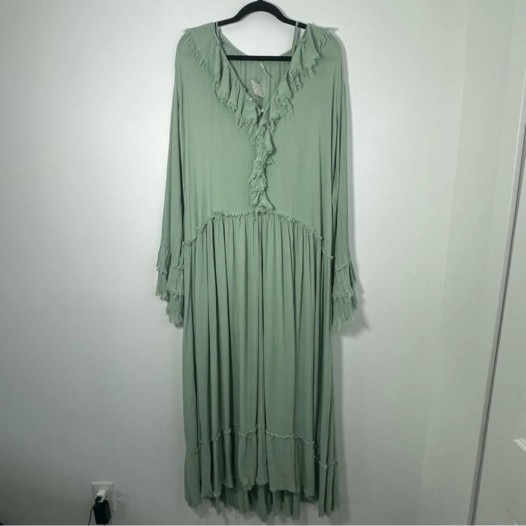 Free People Sweet Darlin Maxi Dress Minted Jade Size S NWT Boho Cottagecore - Image 3