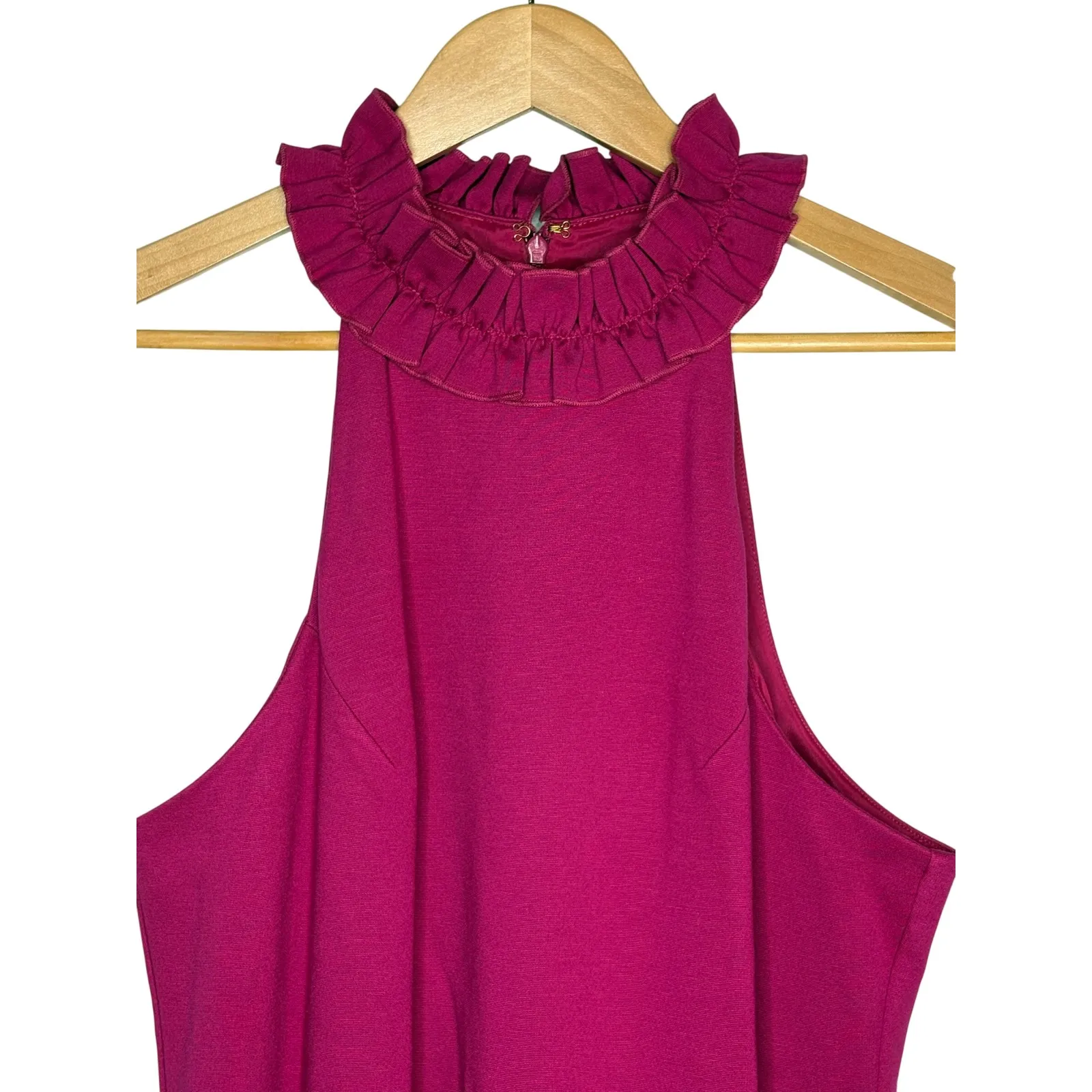 Trina Turk Dobbie Ruffled Halter Neck Cocktail Dress Magenta Pink Size 10 NWT - Image 6