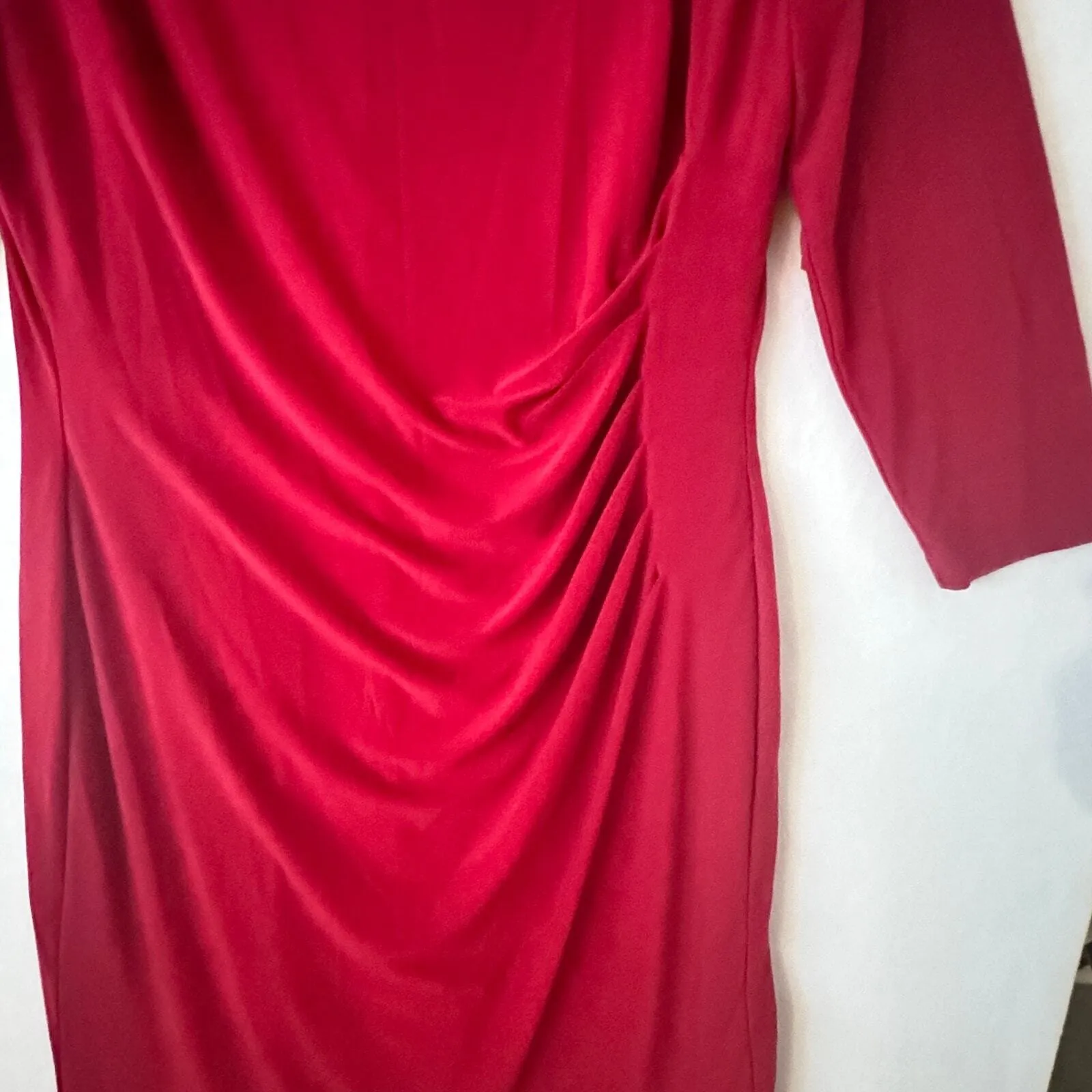 Lauren Ralph Lauren Sheath Career Dress Womens‎ Sz 14 Side Ruched Office Siren Red - Image 3