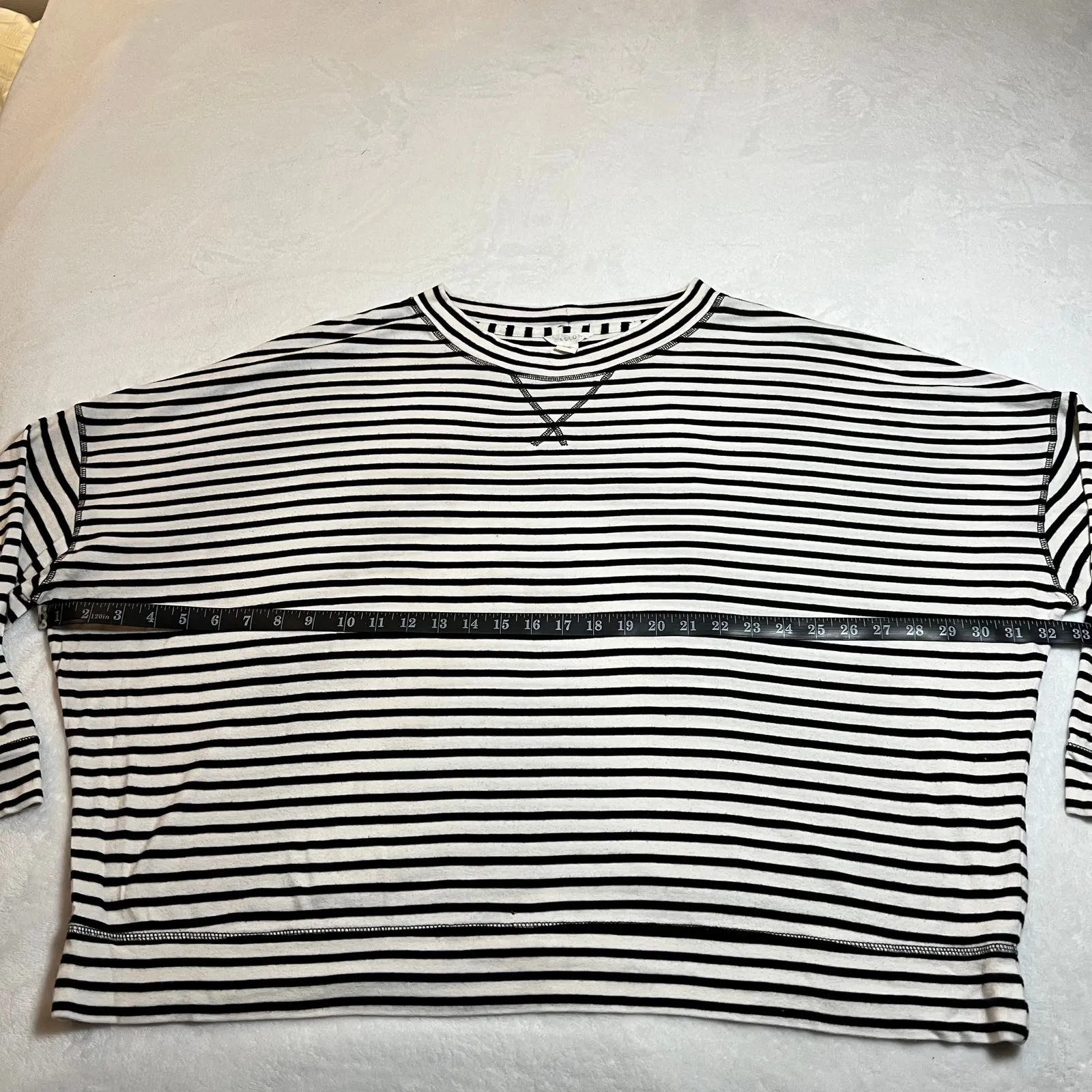 Caslon Crewneck Stripe Drop Shoulder Top Size XXL Casual Preppy Classic Neutral - Image 6